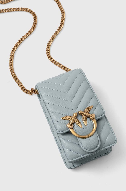 Шкіряна сумочка Pinko лицьова шкіра блакитний 102739.A0GK
