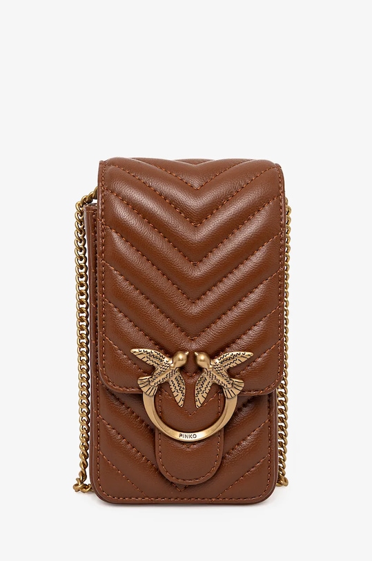 Kožená kabelka Pinko usňová koža hnedá 102739.A0GK