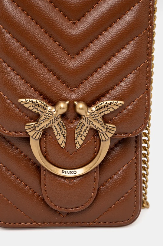 Kožená kabelka Pinko 102739.A0GK hnedá
