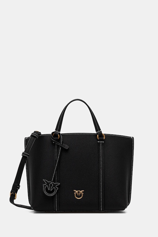 Δερμάτινη τσάντα Pinko λείο δέρμα μαύρο 102833.A1LF