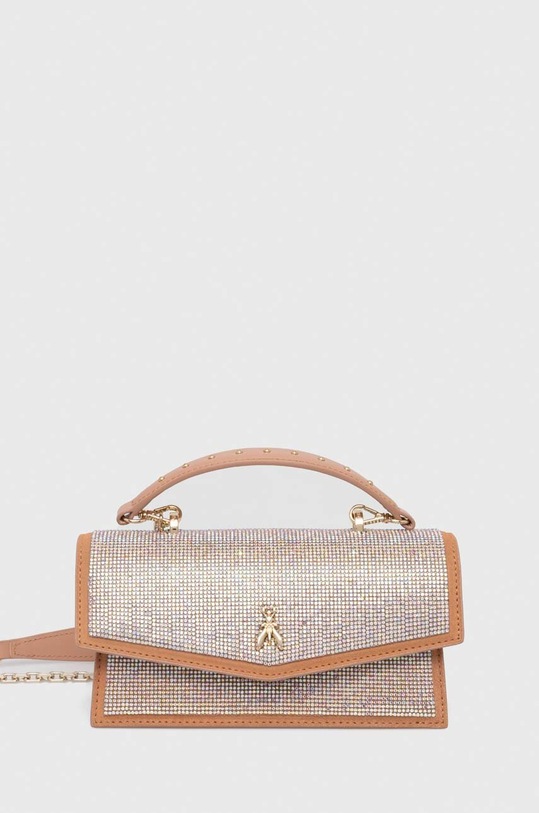 Kožna torba Patrizia Pepe natpis roza 8B0032.L083