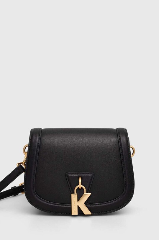 Kožená kabelka Karl Lagerfeld usňová koža čierna 240W3050