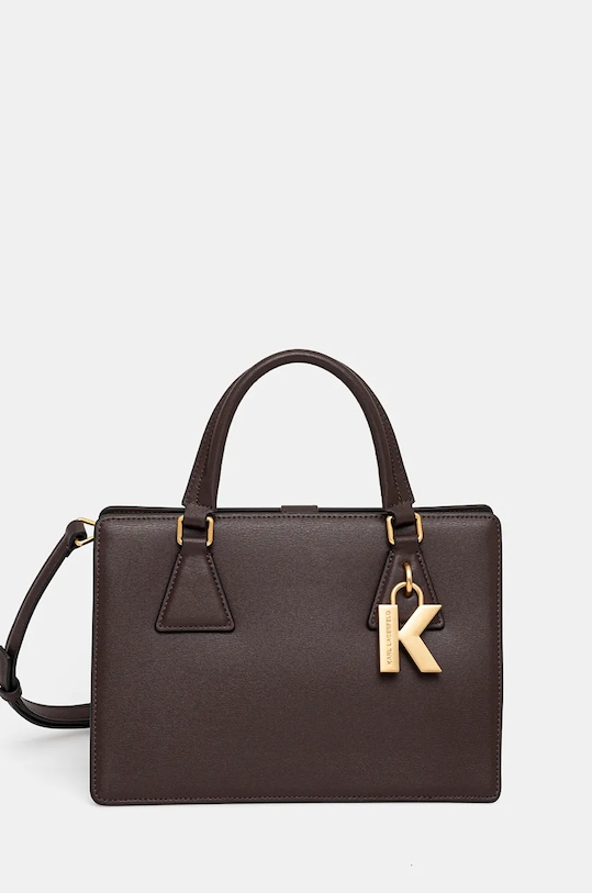 Kožená kabelka Karl Lagerfeld usňová koža hnedá 240W3196