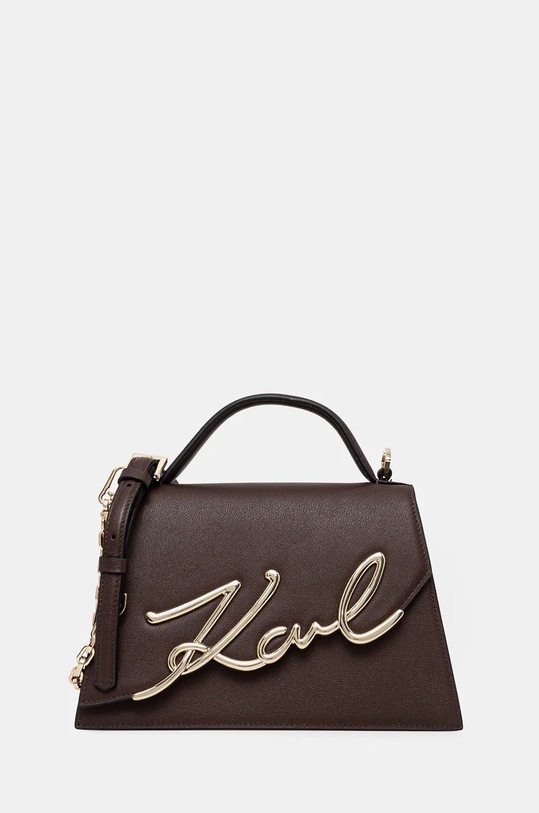 Kožená kabelka Karl Lagerfeld usňová koža hnedá 240W3003