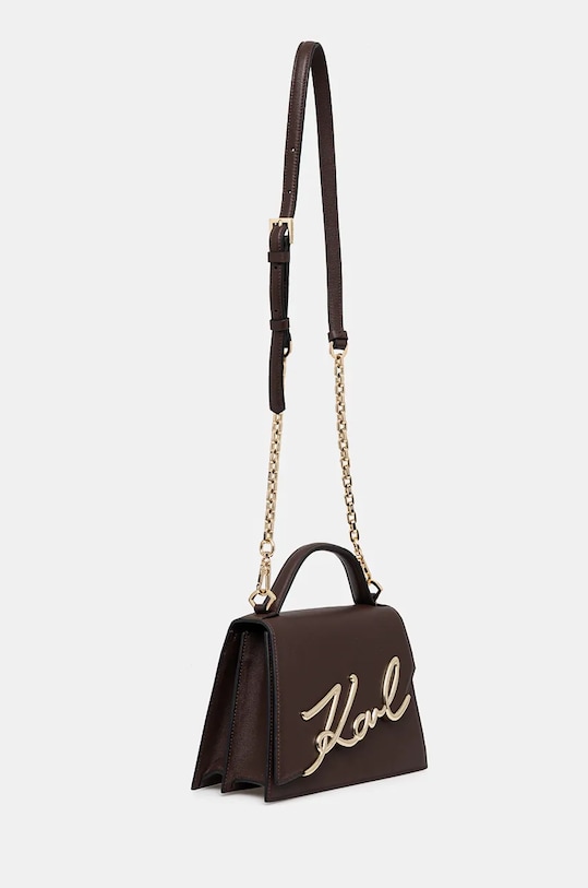 Kožená kabelka Karl Lagerfeld 240W3003 hnedá AW24