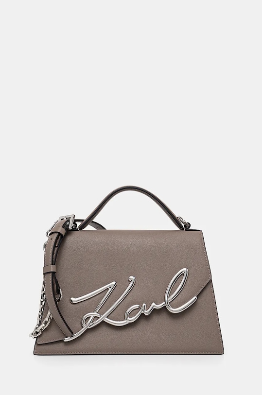 Kožená kabelka Karl Lagerfeld sivá 240W3003