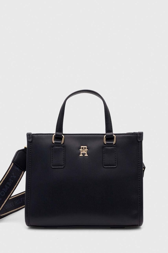 Τσάντα Tommy Hilfiger απομίμηση λείου δέρματος σκούρο μπλε AW0AW15977