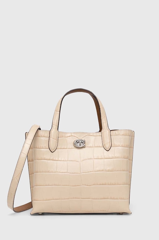 Coach torebka skórzana Willow skóra licowa beżowy C8632