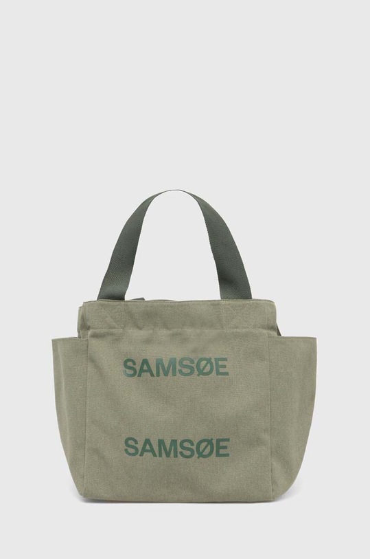 Samsoe Samsoe geanta de bumbac incape in A4 verde F24100082