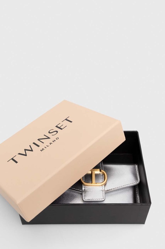Twinset portfel skórzany srebrny 241TD8331