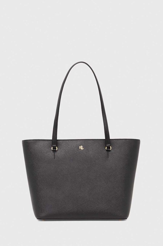 Kožená kabelka Lauren Ralph Lauren přírodní kůže černá 431924351