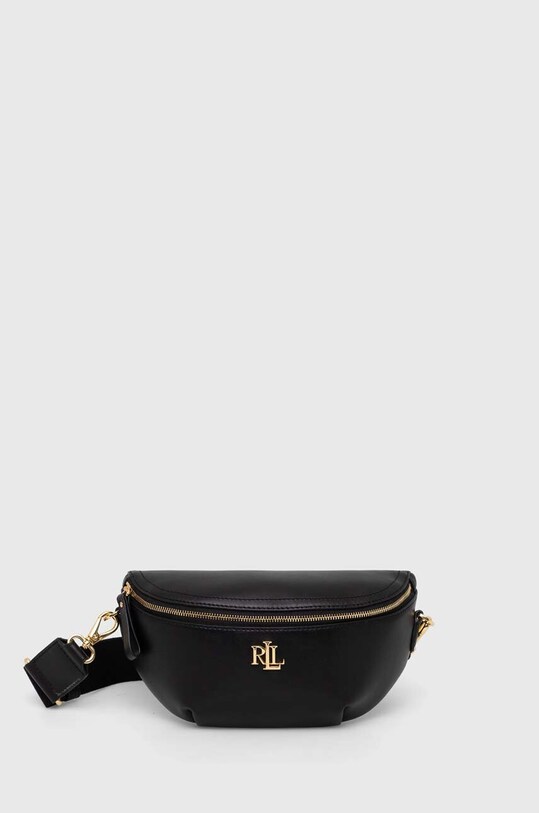 Kožená kabelka Lauren Ralph Lauren usňová koža čierna 431934832