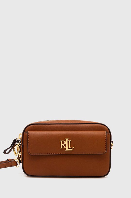 Kožna torba Lauren Ralph Lauren bez uzorka smeđa 432934353