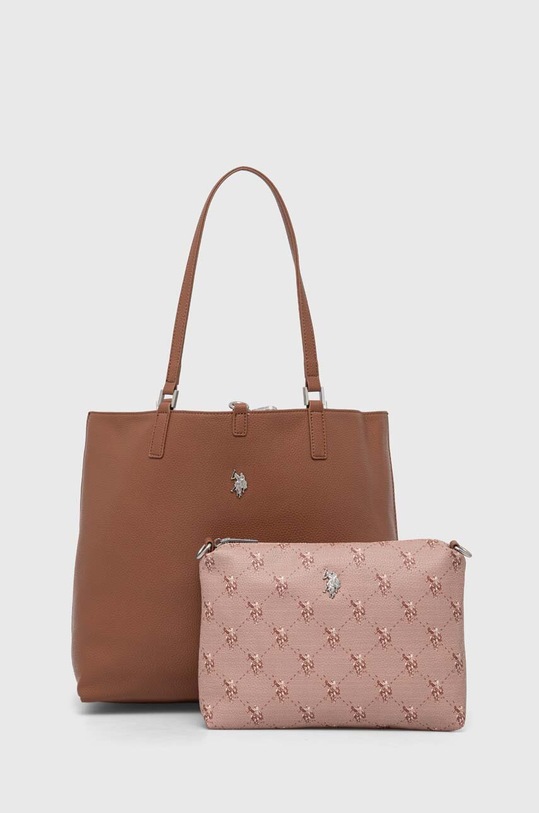 Τσάντα δυο όψεων U.S. Polo Assn. με μοτίβο καφέ BIUM16294WVP.500