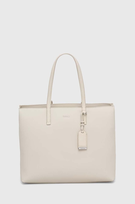 Kabelka Calvin Klein hladký béžová K60K611677
