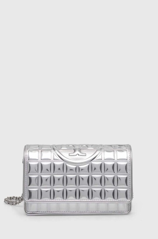 Torbica Tory Burch Fleming Soft Metallic Ne ustreza A4 srebrna 154945.040