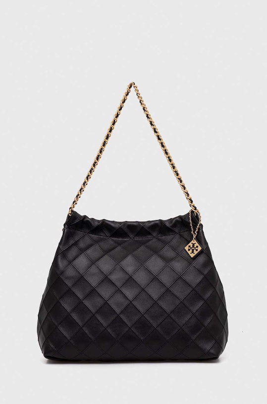 Tory Burch torebka skórzana Fleming Soft Drawstring Hobo skóra licowa czarny 154572.001