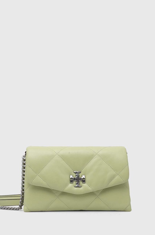 Tory Burch torebka skórzana Kira Diamond Quilt skóra licowa zielony 154987.300