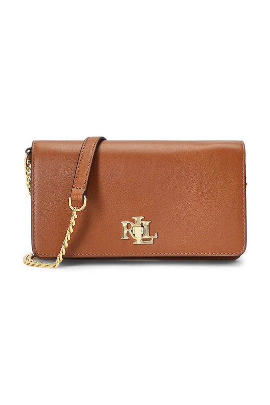 Δερμάτινη τσάντα Lauren Ralph Lauren λείο δέρμα καφέ 432915377