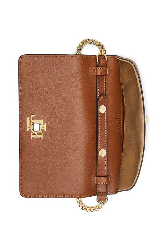 Δερμάτινη τσάντα Lauren Ralph Lauren καφέ 432915377
