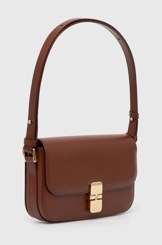 A.P.C. leather handbag Sac Grace Baguette PXBMW.F61615.CAD brown SS24