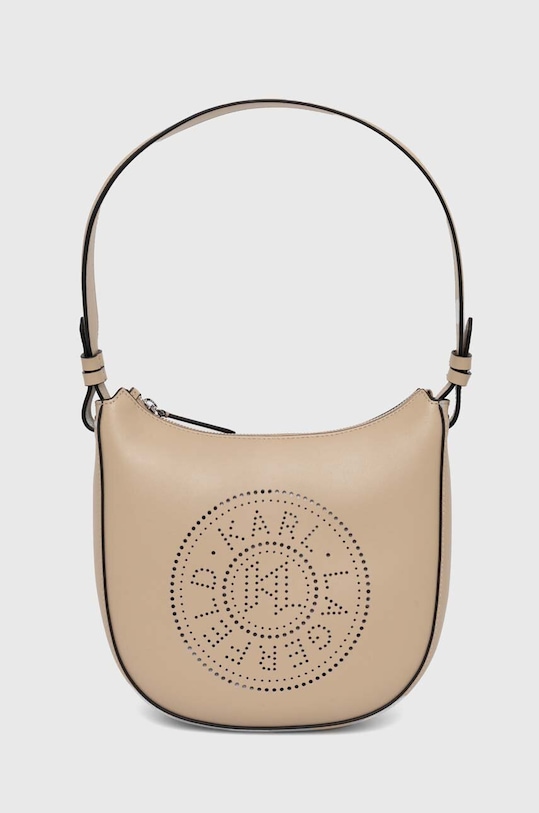 Kožená kabelka Karl Lagerfeld usňová koža béžová 241W3028