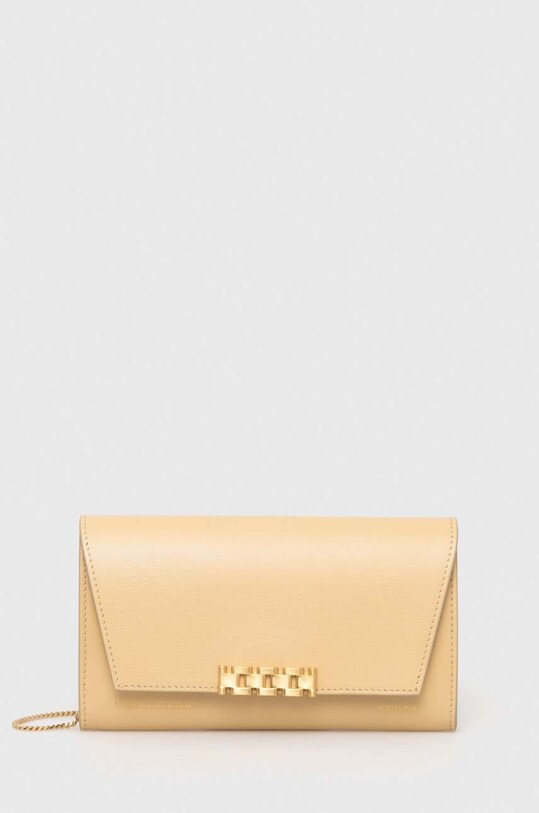 Victoria Beckham torebka skórzana B224AAC005665A beżowy SS24