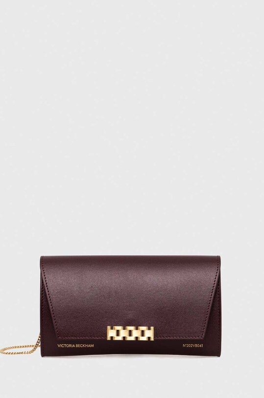 Kožená kabelka Victoria Beckham B224AAC005665A burgundské SS24
