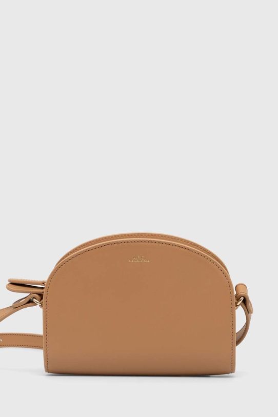 A.P.C. leather handbag sac demi-lune mini non-detachable strap beige PXAWV.F61392.CAS