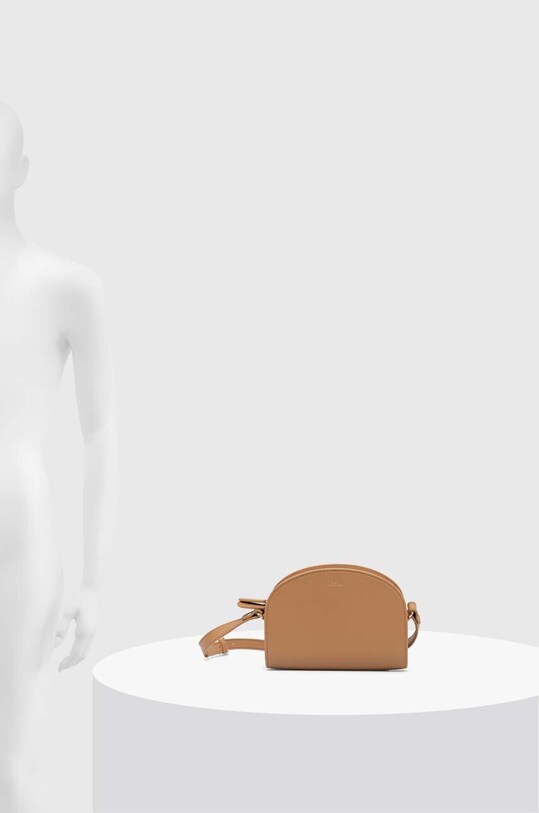 A.P.C. leather handbag sac demi-lune mini PXAWV.F61392.CAS