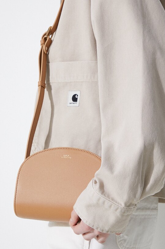 Kožená kabelka A.P.C. sac demi-lune mini PXAWV.F61392.CAS