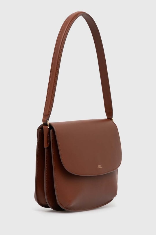 Kožená kabelka A.P.C. sac sarah shoulder PXAWV.F61526.CAD hnedá SS24