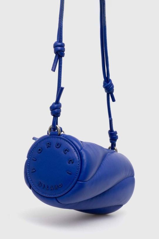 Кожена чанта Fiorucci Electric Blue Leather Mini Mella Bag