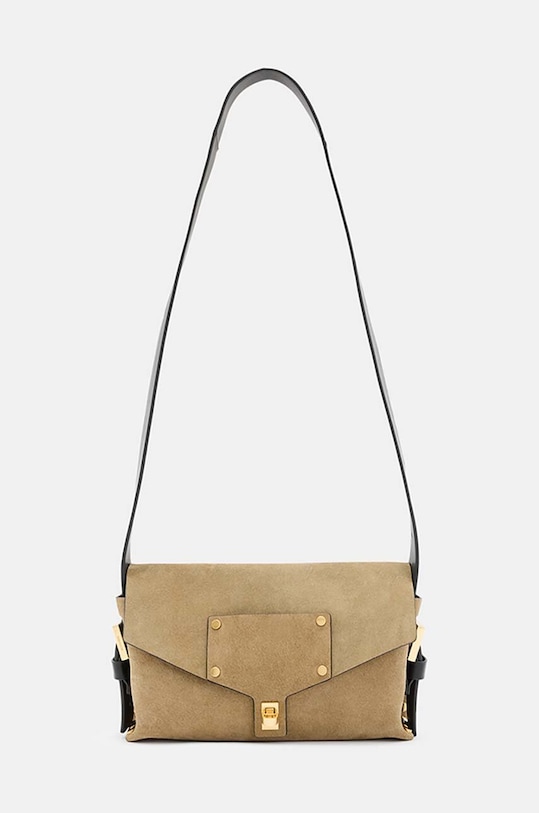 AllSaints geanta de mana din piele intoarsa MIRO SATCHEL uni bej W071XA