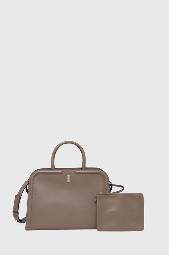 BOSS poseta de piele uni maro 50513237