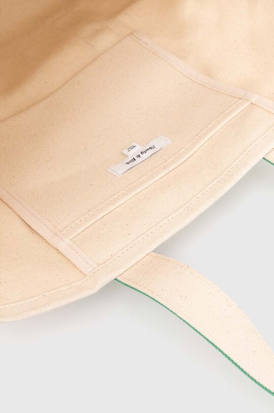 Sporty & Rich cotton handbag Crown Logo Embroidered Two Tone Tote Bag BA001S405CN beige