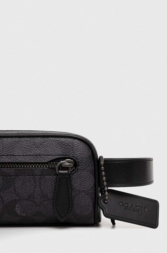 Usnjena kozmetična torbica Coach siva CQ183