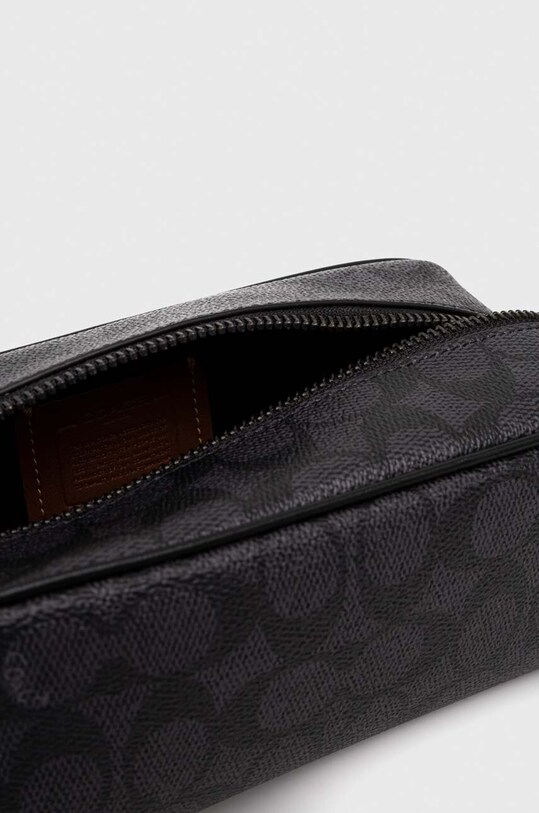 Usnjena kozmetična torbica Coach CQ183 siva