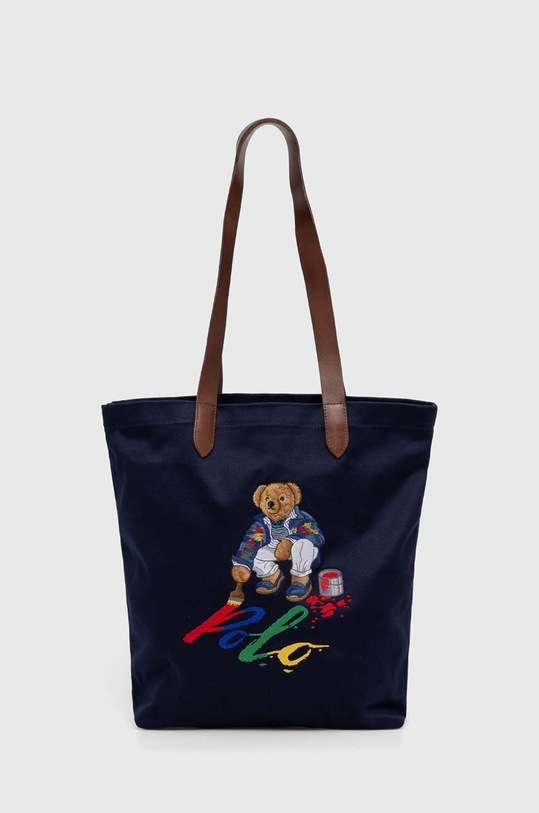 Bavlnená taška Polo Ralph Lauren nášivka tmavomodrá 405931635