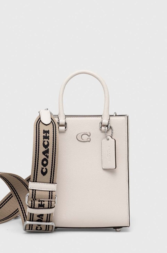 Kožna torba Coach bez uzorka bež CJ795