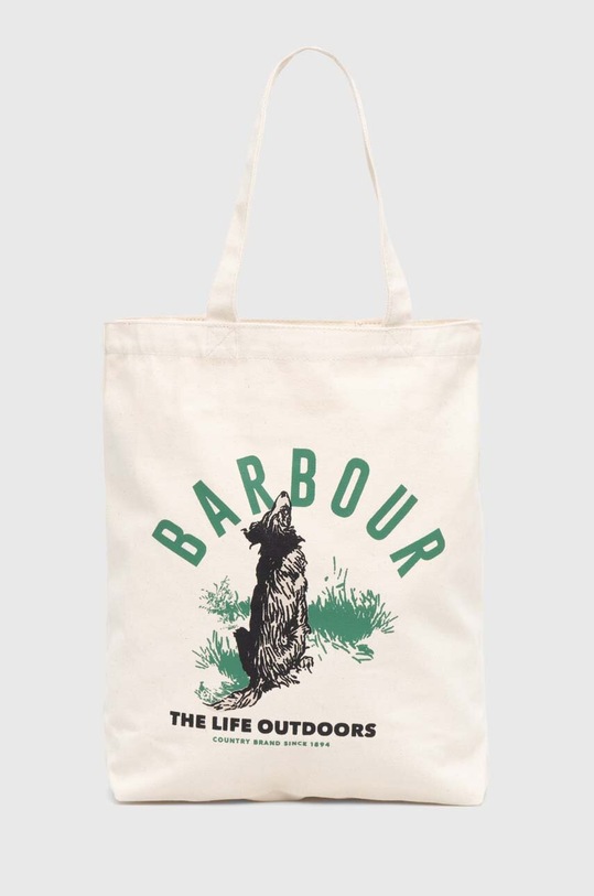 Bavlnená taška Barbour potlač béžová UBA0698
