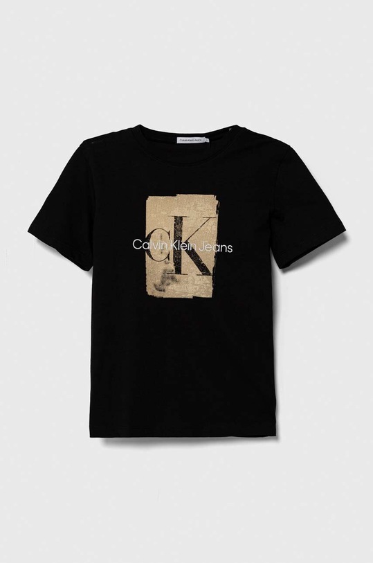 Calvin Klein Jeans t-shirt bawełniany dziecięcy nadruk czarny IB0IB01971.PPYH