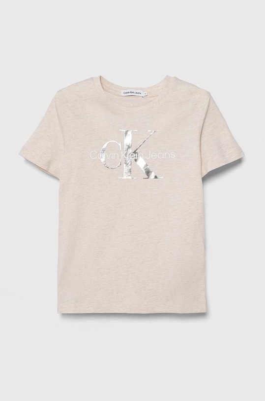 Calvin Klein Jeans t-shirt bawełniany dziecięcy nadruk beżowy IU0IU00460.116.PPYH
