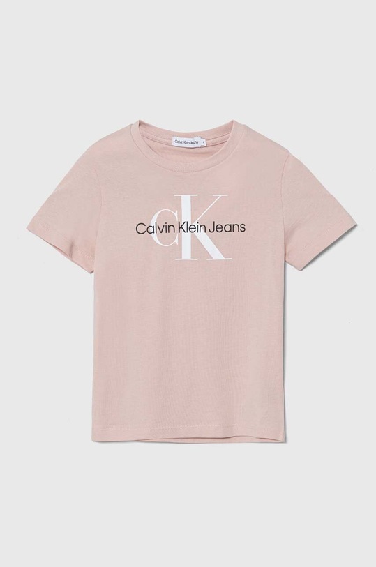 Παιδικό βαμβακερό μπλουζάκι Calvin Klein Jeans στάμπα ροζ IU0IU00460.116.PPYH