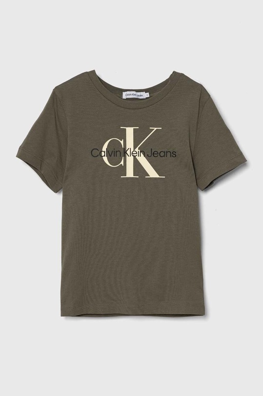 Calvin Klein Jeans t-shirt bawełniany dziecięcy nadruk zielony IU0IU00460.116.PPYH