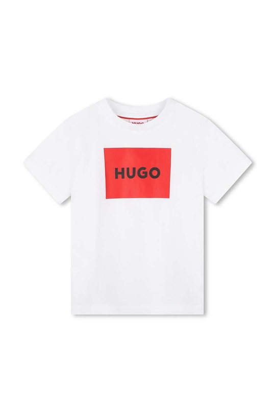 HUGO t-shirt bawełniany dziecięcy nadruk biały G00006.162.174