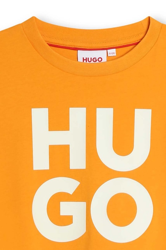 Chłopiec HUGO t-shirt bawełniany dziecięcy G00008.162.174 pomarańczowy