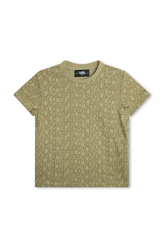 Karl Lagerfeld t-shirt bawełniany dziecięcy wzorzyste zielony Z30036.102.108