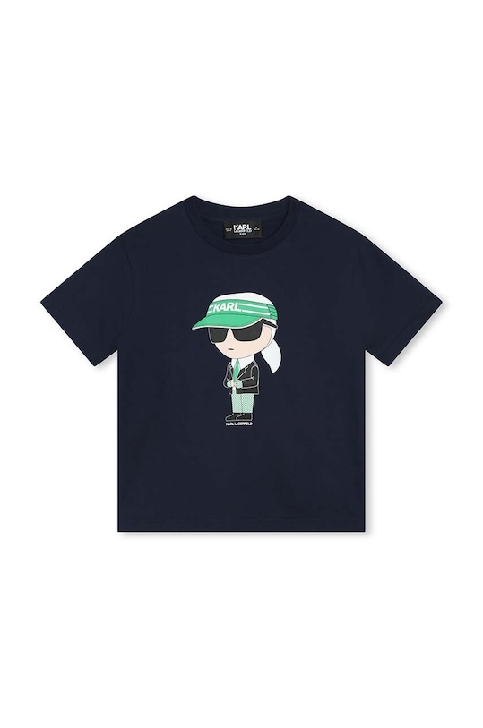 Karl Lagerfeld t-shirt bawełniany dziecięcy nadruk granatowy Z30052.162.174