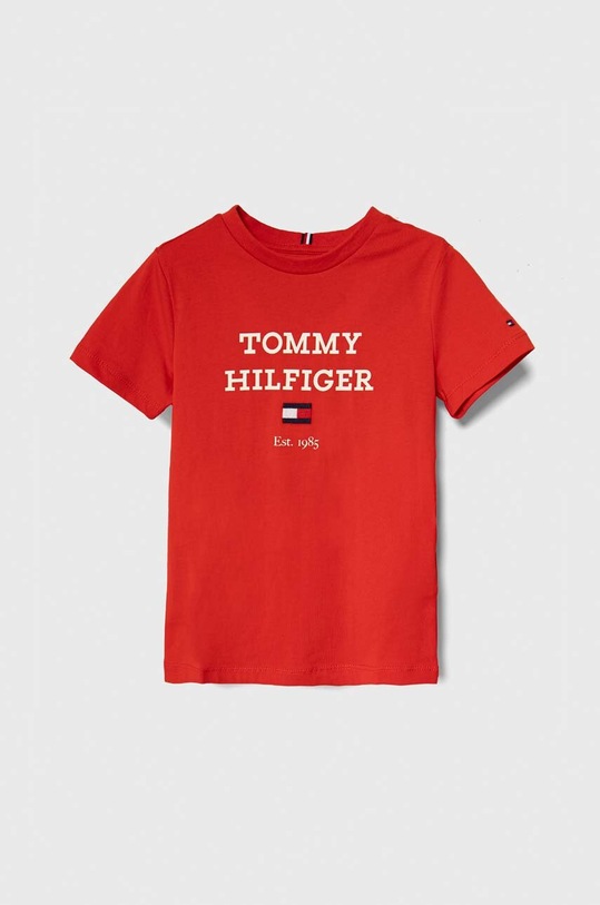 Tommy Hilfiger t-shirt bawełniany dziecięcy nadruk czerwony KB0KB08671.128.176.PPYH